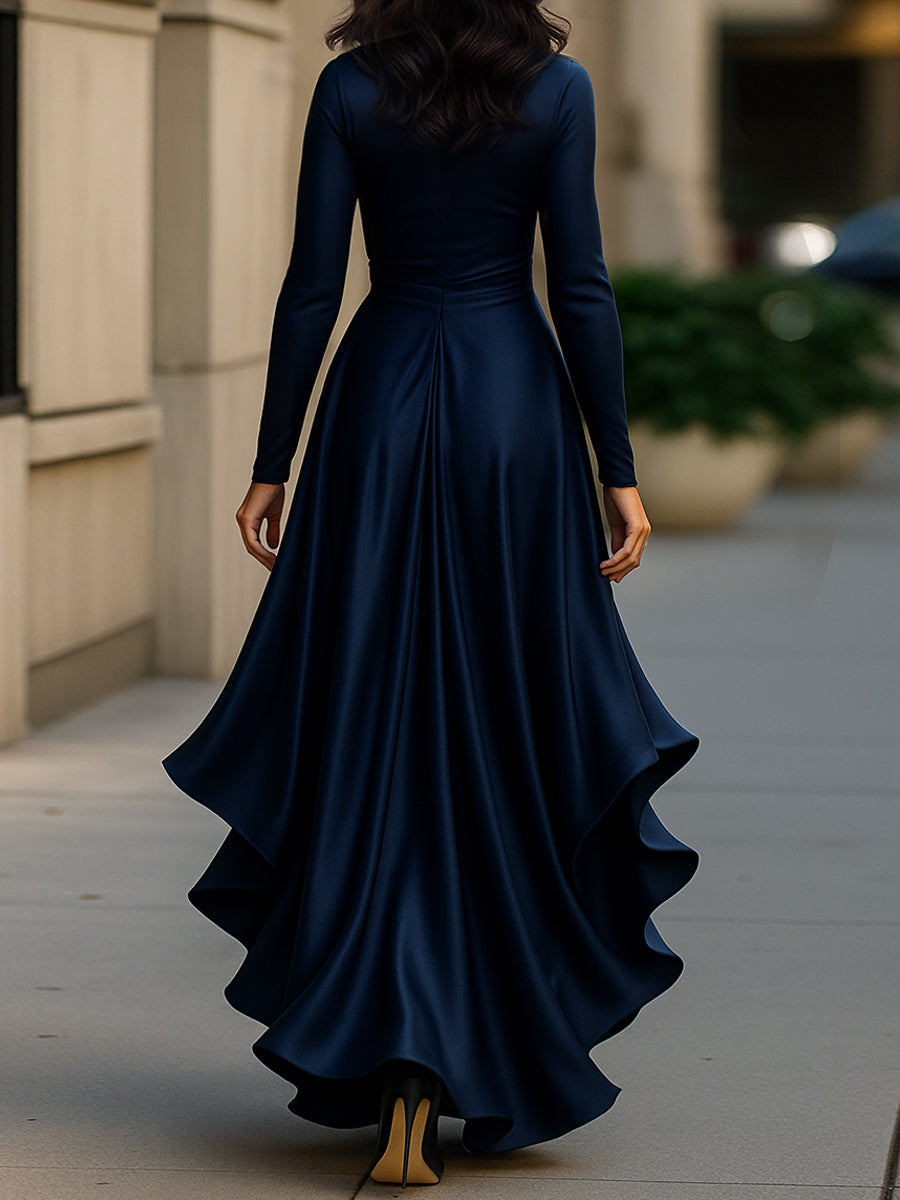Inés | Vestido maxi de satén con volantes