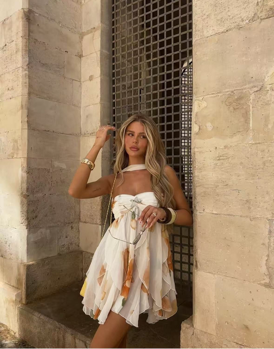 Sole – Mini Vestido Floral Asimétrico