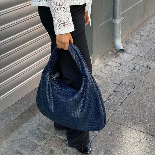 Oversize Trenzado | Bolso de hombro azul marino