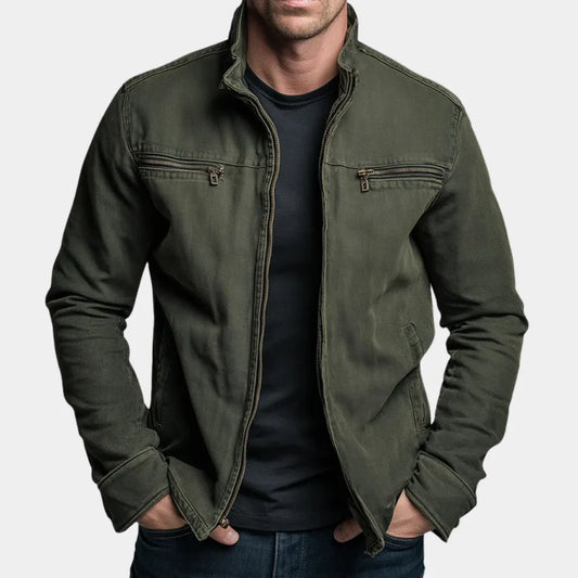 Carlos - Chaqueta vintage de algodón con cremallera