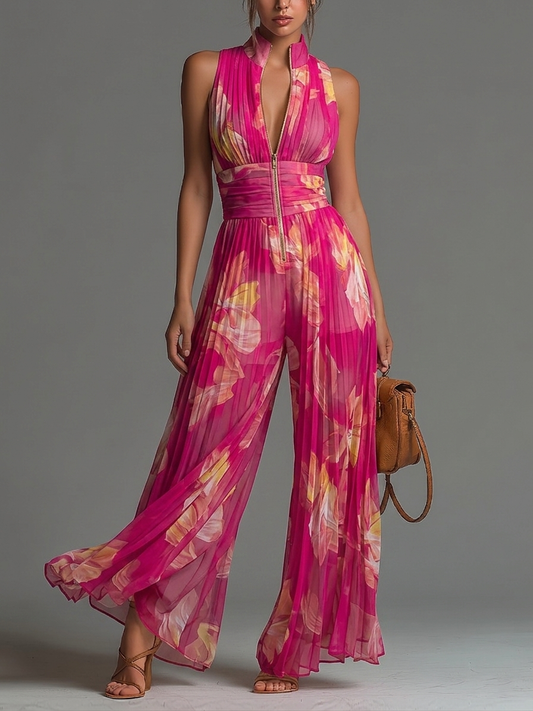 Leabella | Mono plisado floral fucsia