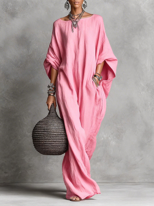 Elira – Vestido Largo Minimalista de Lino y Algodón