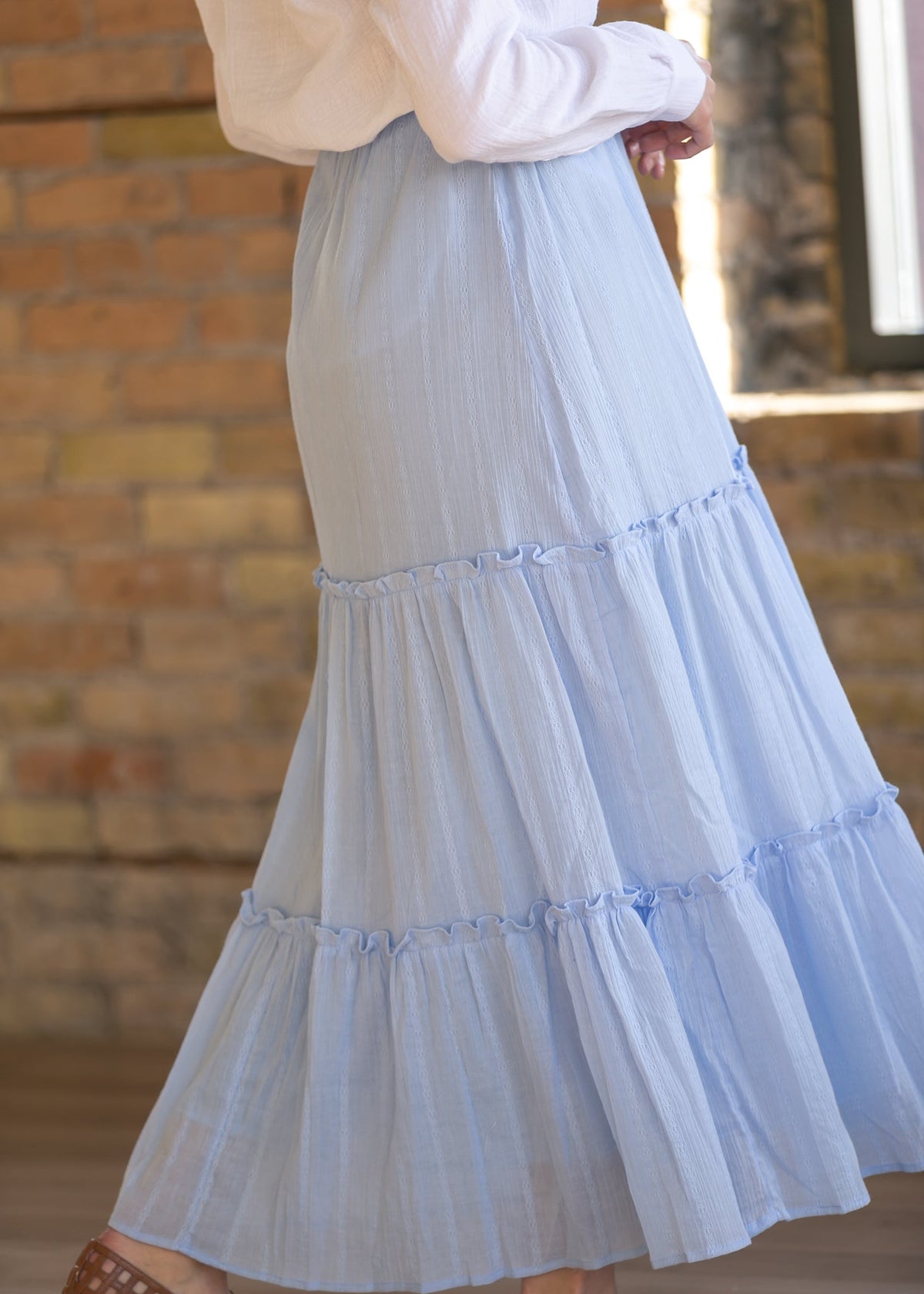 Serena – Falda Maxi de Algodón Azul Claro