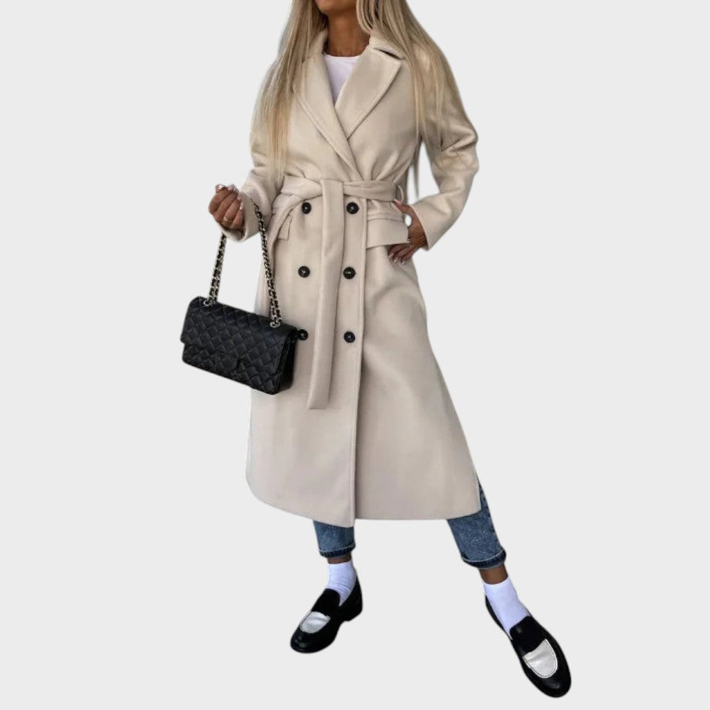 Camille Classic – Abrigo Largo con Solapas y Botones