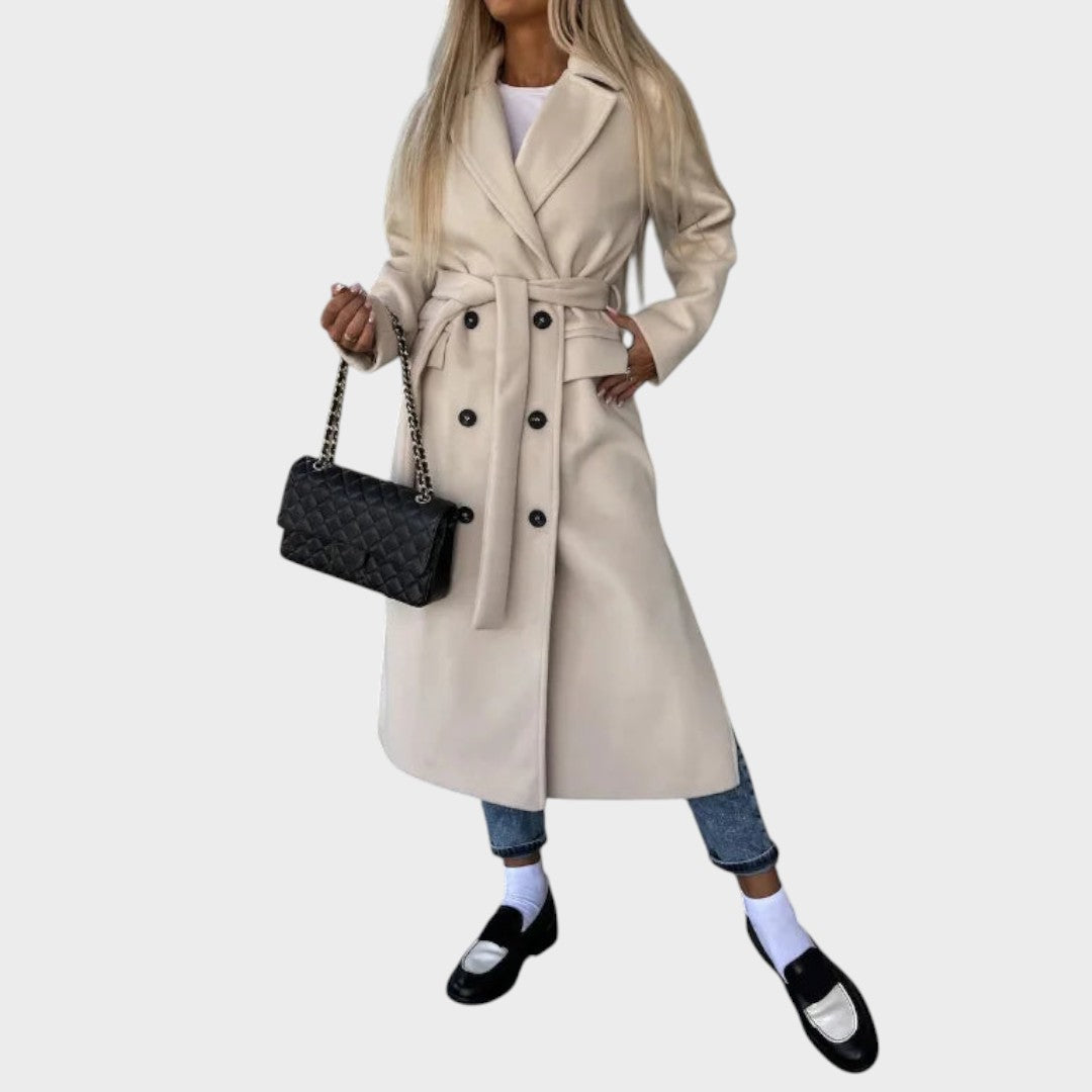 Camille Classic – Abrigo Largo con Solapas y Botones