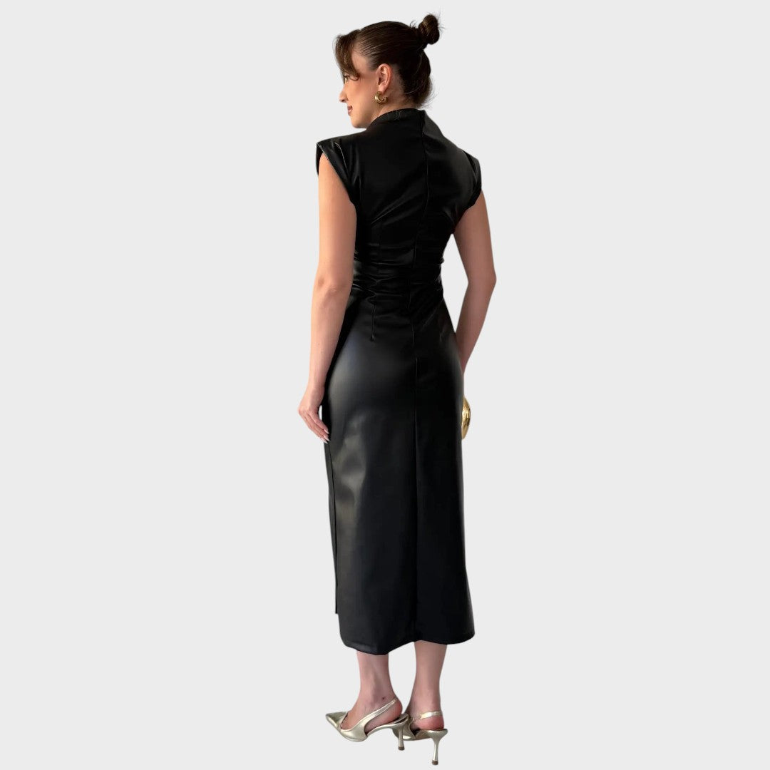 Brazella – Vestido Elegante de Ante con Abertura