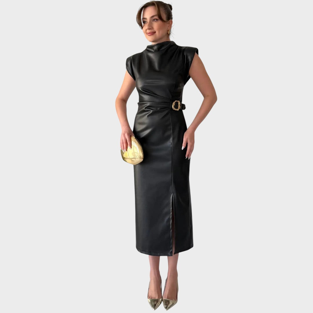Brazella – Vestido Elegante de Ante con Abertura
