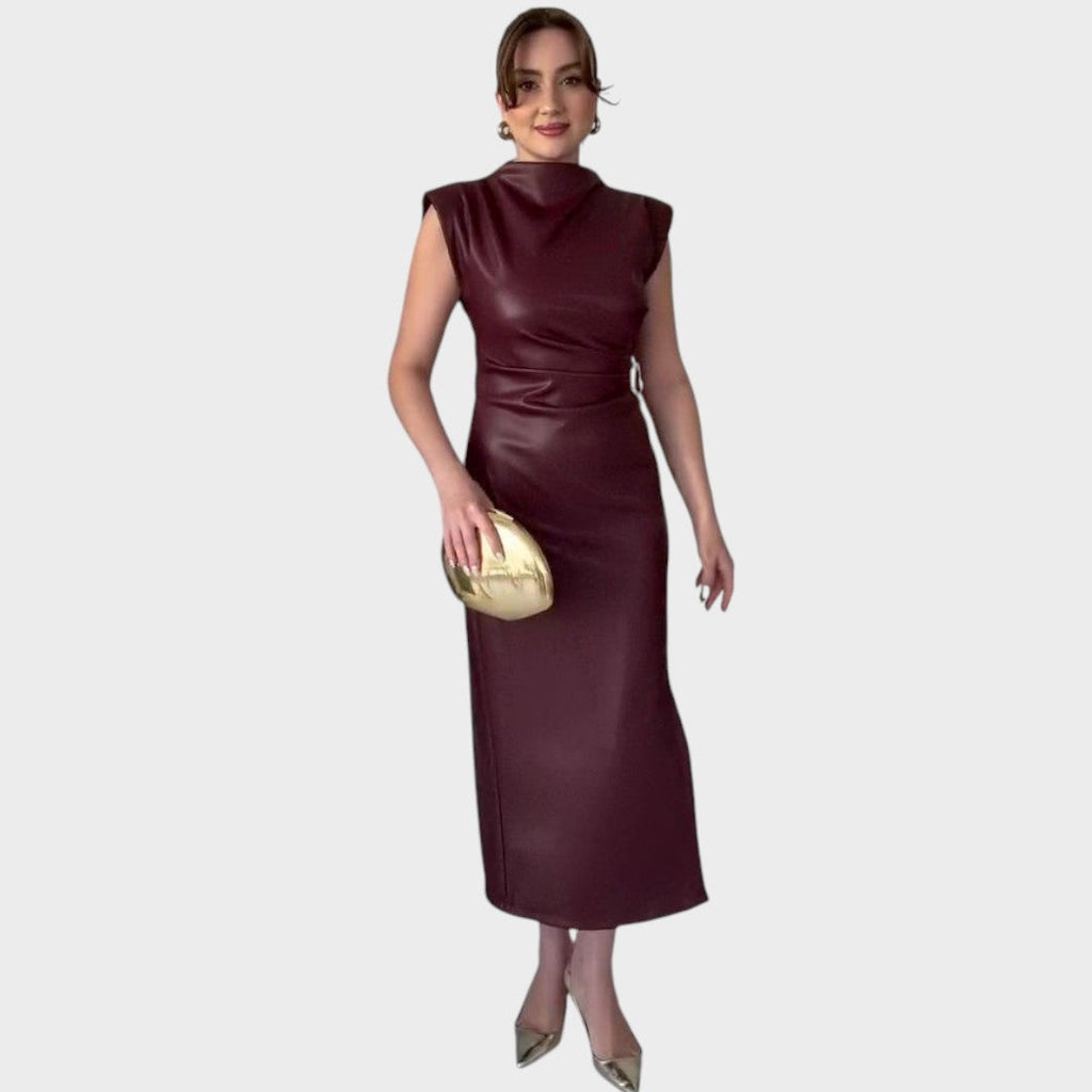 Brazella – Vestido Elegante de Ante con Abertura