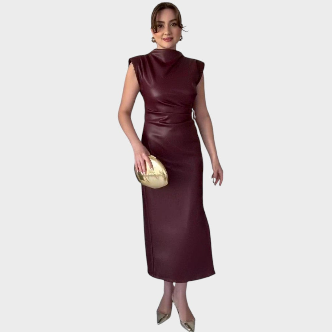 Brazella – Vestido Elegante de Ante con Abertura
