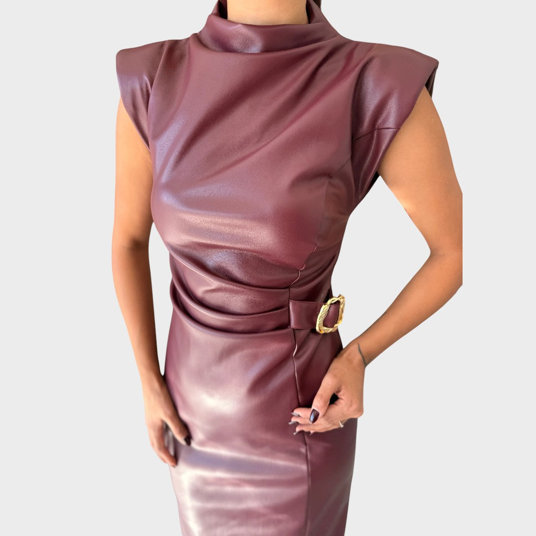 Brazella – Vestido Elegante de Ante con Abertura