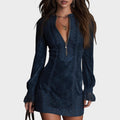 Débora – Mini Vestido de Ante con Encaje