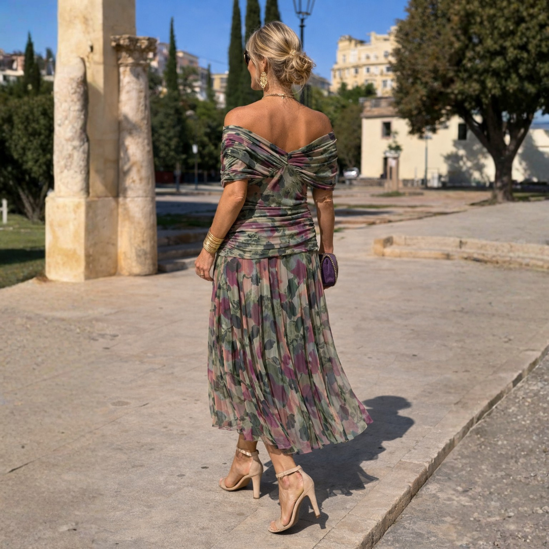 Mikaela | Vestido largo con diseño de hombros descubiertos
