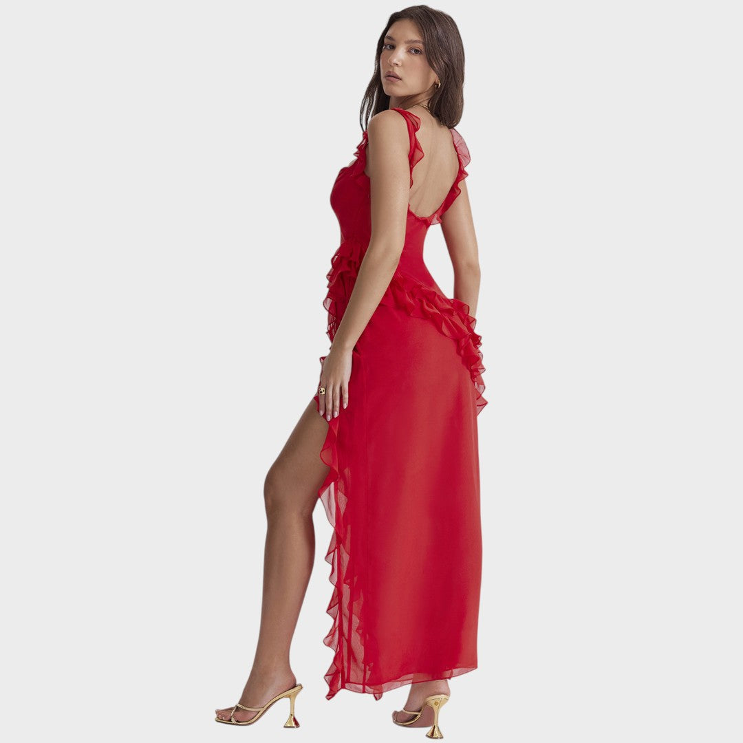 Scarlet| Vestido largo ciruela oscuro