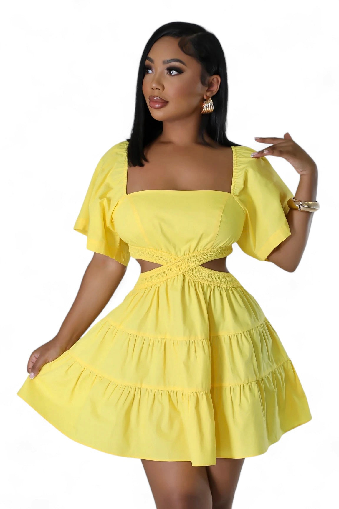 Paula - Vestido Mini Hombros Descubiertos Cut Out Elegante