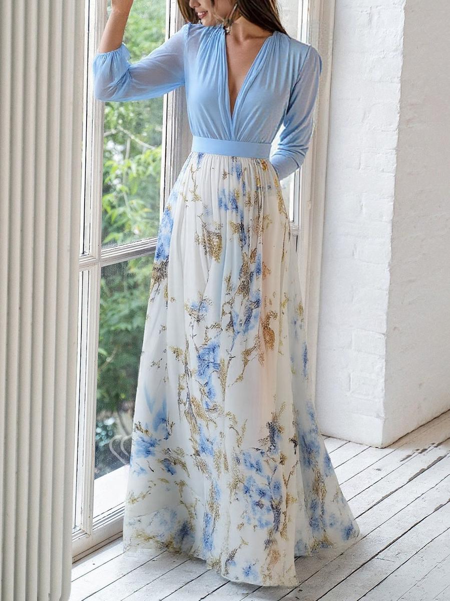 Vestido maxi con estampado floral radiante