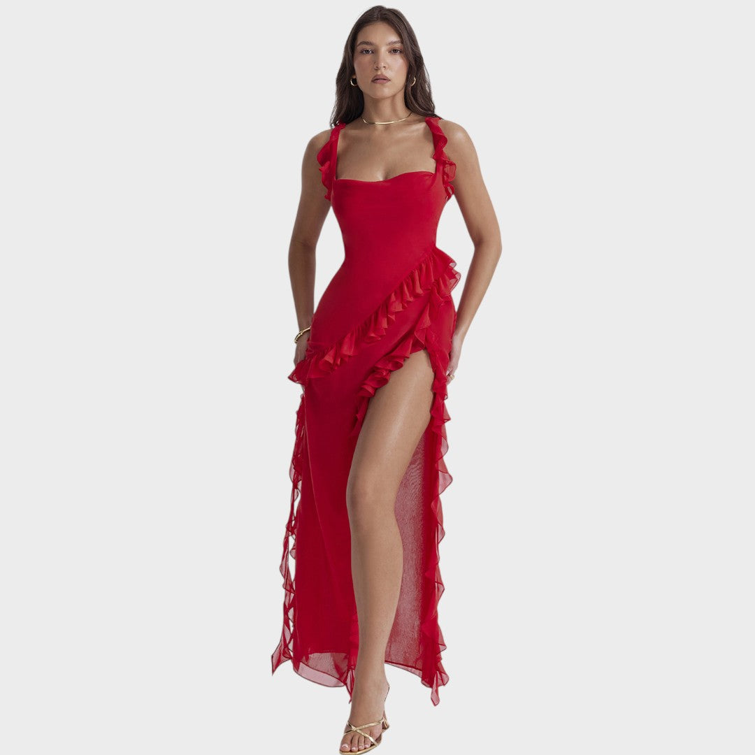 Scarlet| Vestido largo ciruela oscuro