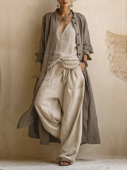 Conjunto Donatienne — tres piezas con chaleco largo bohemio