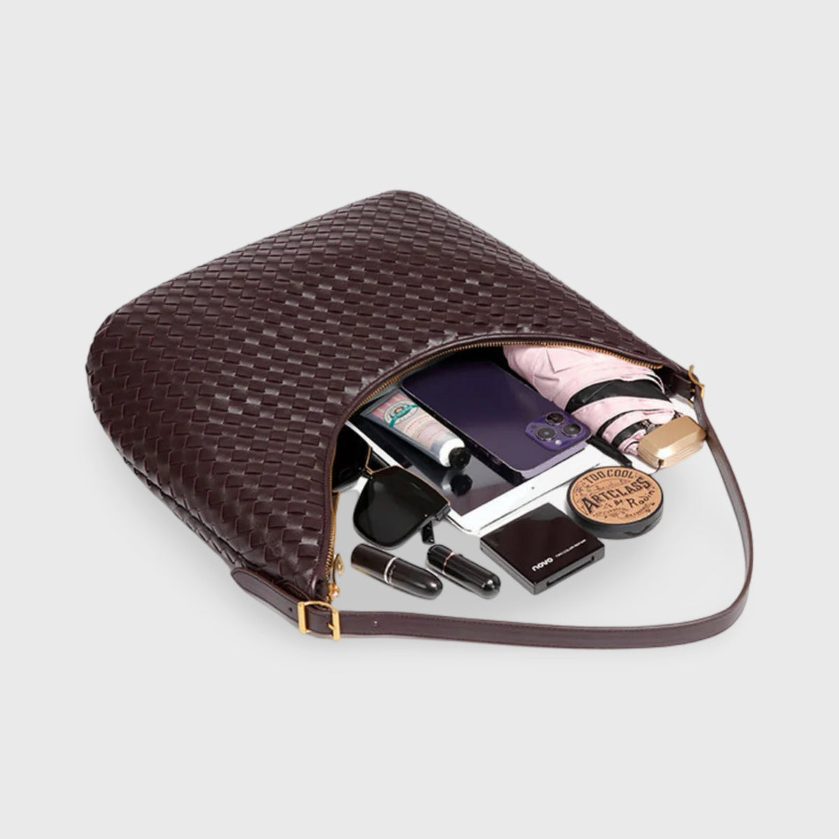 Hailey | Bolso tote trenzado café