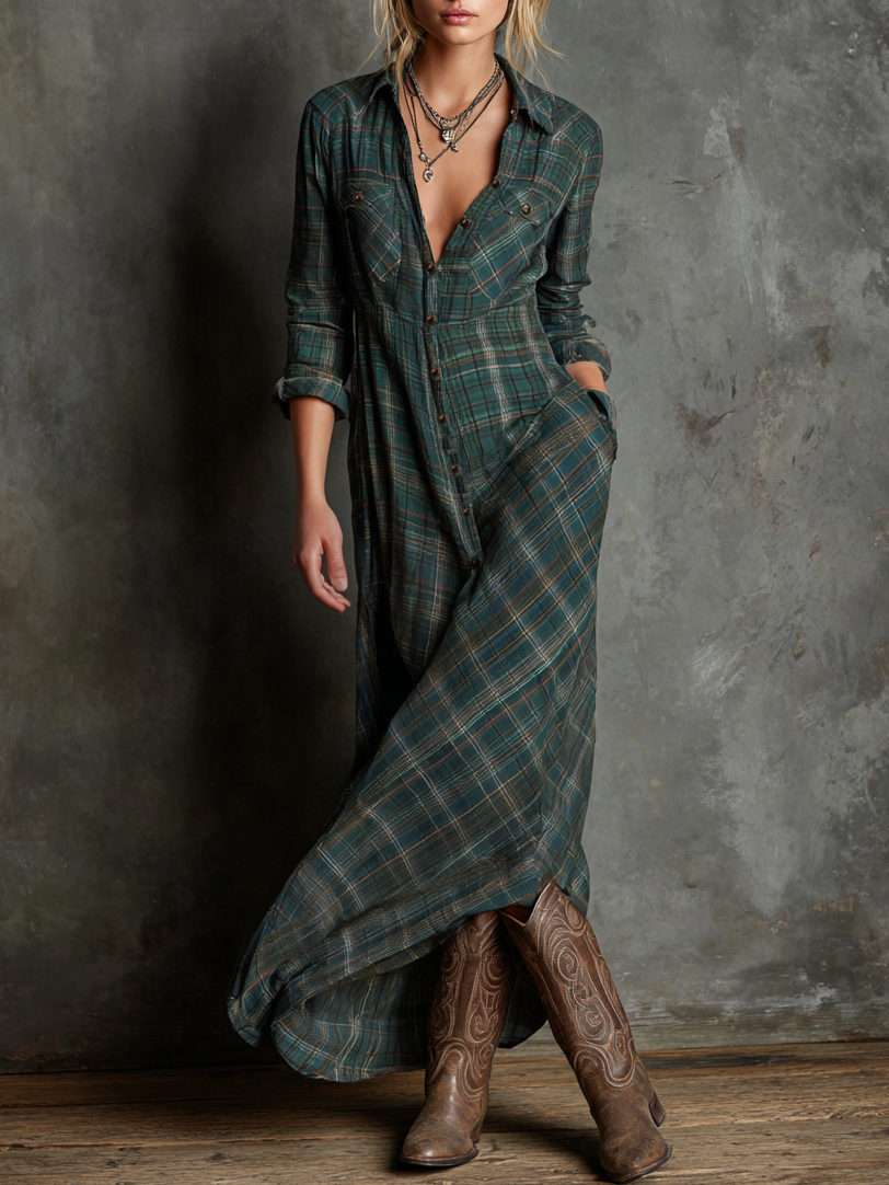 Nuria | Vestido maxi a rayas con cuello