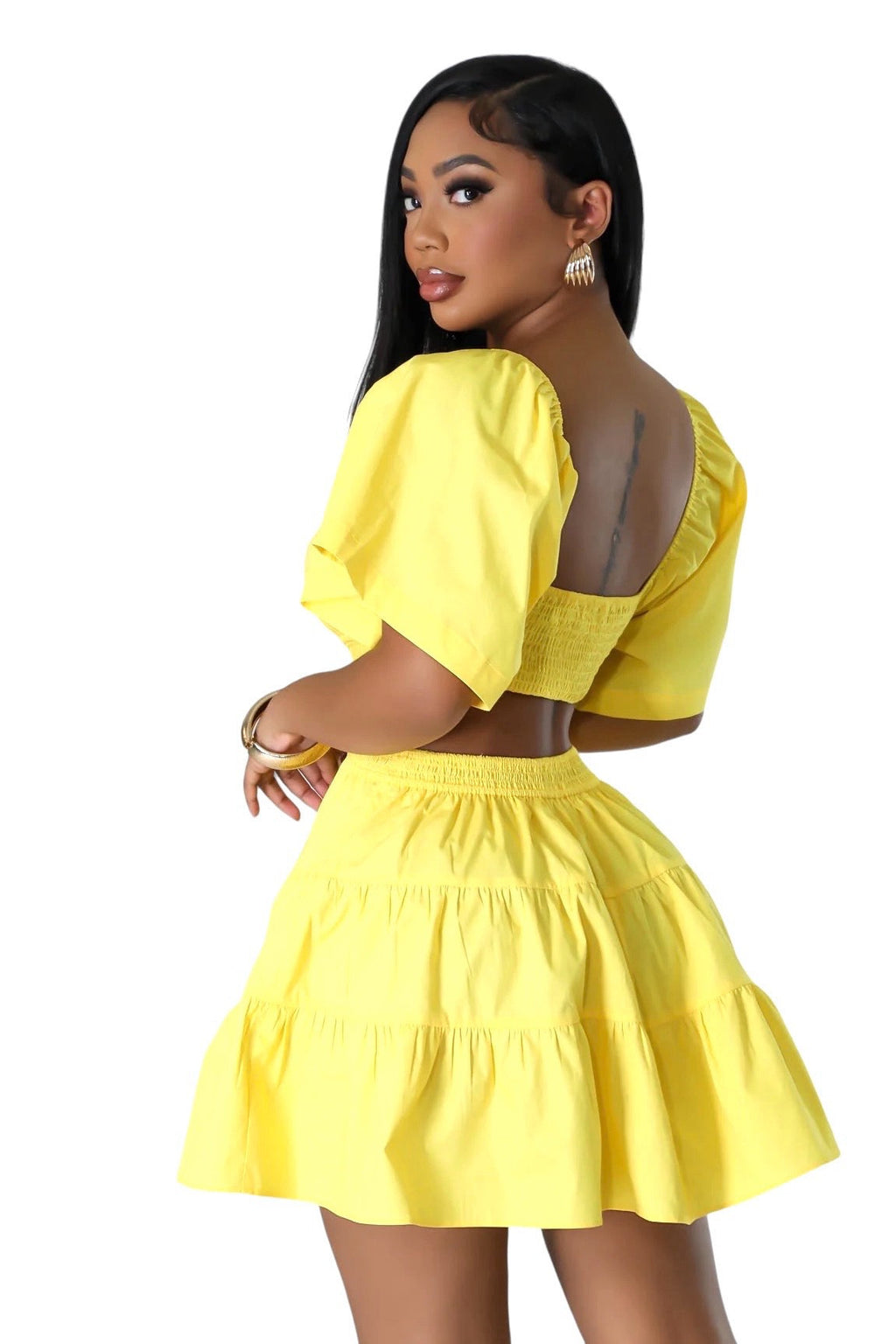 Paula - Vestido Mini Hombros Descubiertos Cut Out Elegante