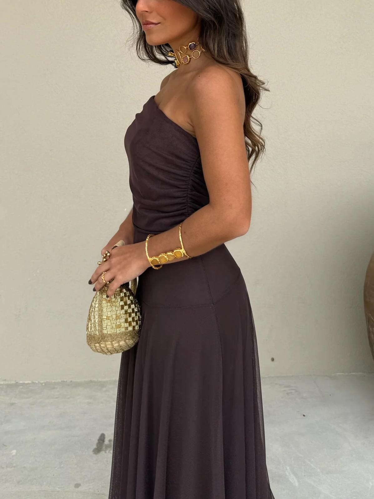 Aurora Ébano – Vestido Largo Elegante