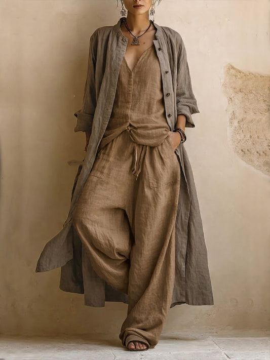 Conjunto Donatienne — tres piezas con chaleco largo bohemio