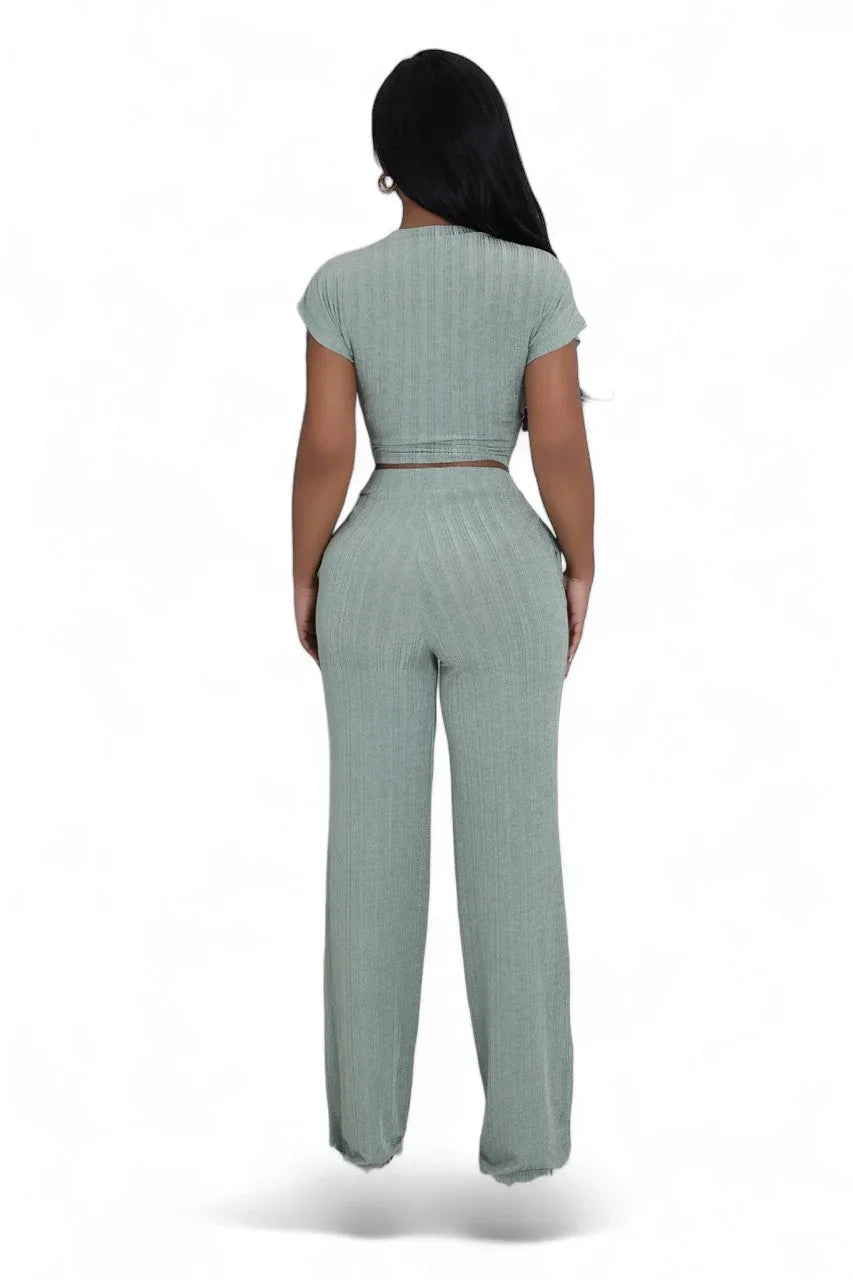 June – Conjunto de Dos Piezas Wide Leg con Cintura Ajustable