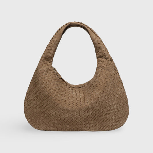 Oversize Trenzado Ante | Bolso de hombro caqui