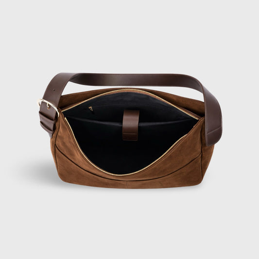Rhea | Bolso oversize de ante marrón