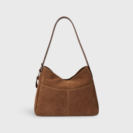 Rhea | Bolso oversize de ante marrón