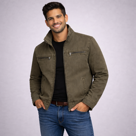Carlos - Chaqueta vintage de algodón con cremallera