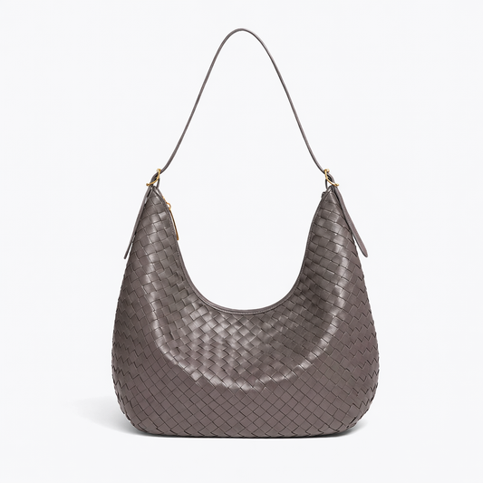 Hailey | Bolso tote trenzado gris piedra