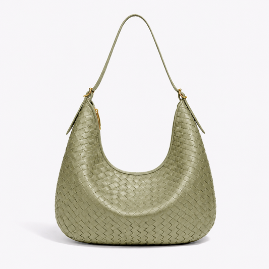 Hailey | Bolso tote trenzado verde salvia