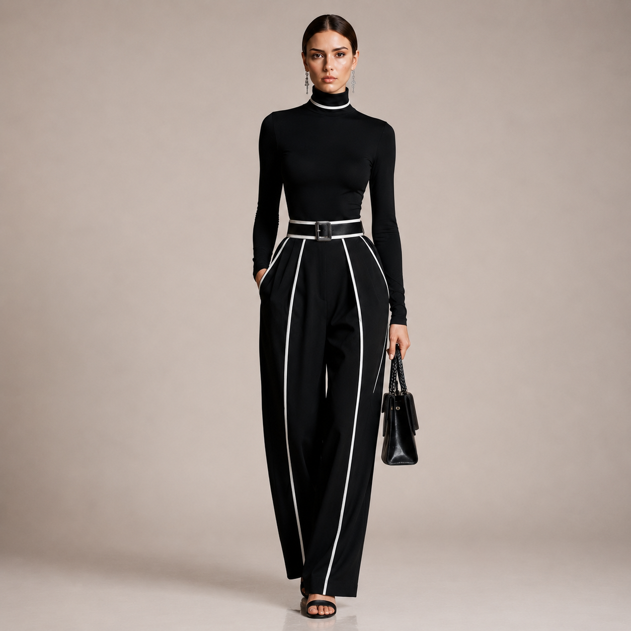 Milán - Conjunto Wide Leg con Ribete de Contraste