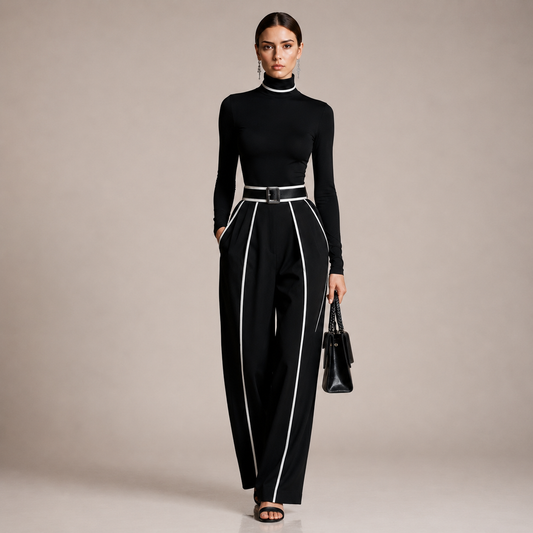 Milán - Conjunto Wide Leg con Ribete de Contraste