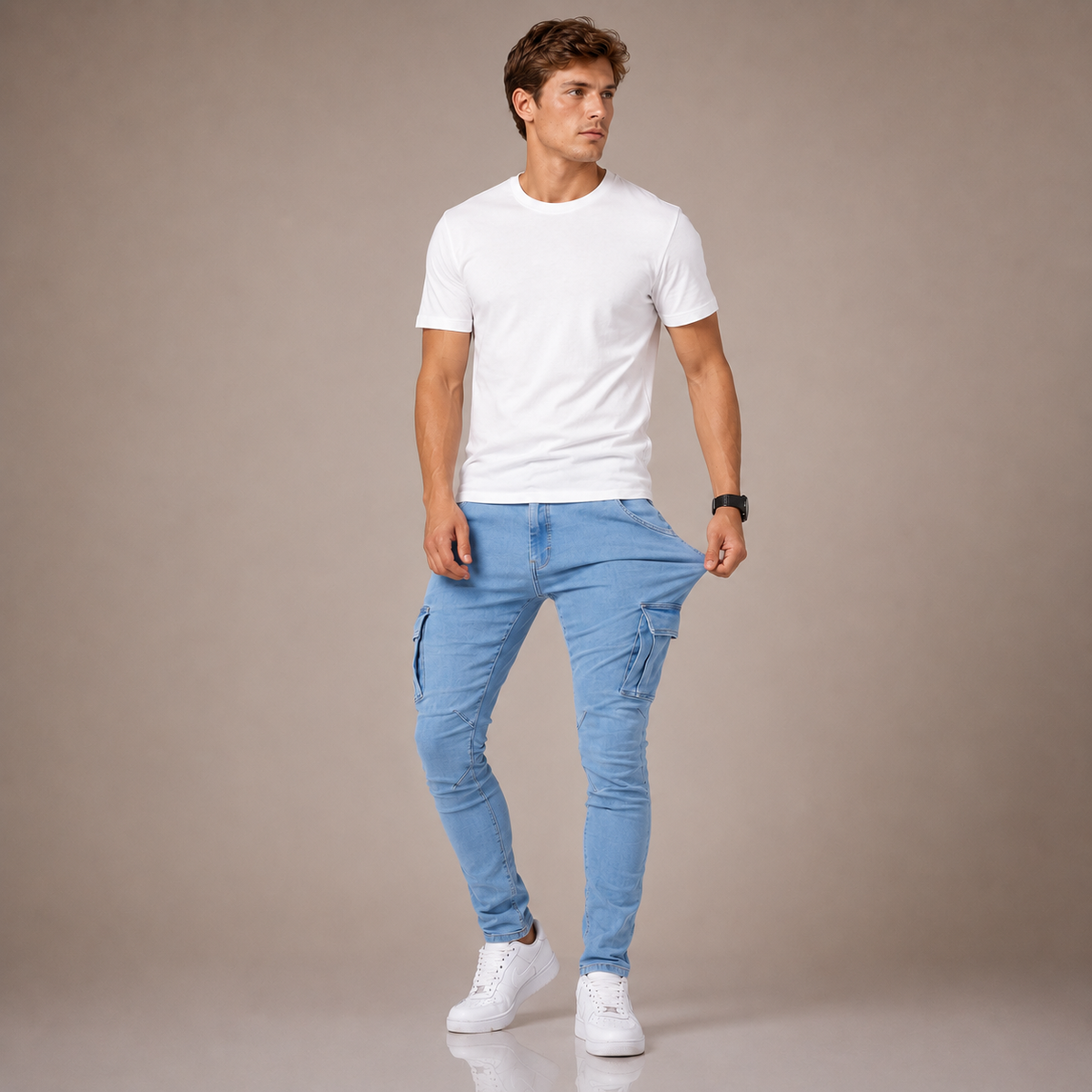 Marino – Pantalón Cargo Elástico Premium
