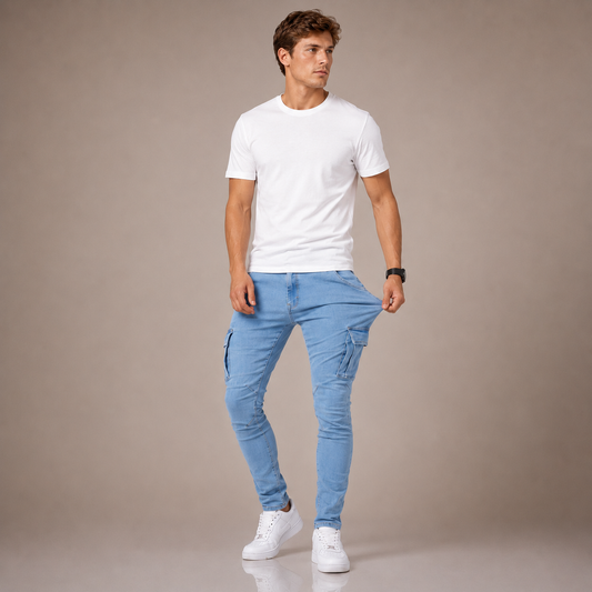 Marino – Pantalón Cargo Elástico Premium