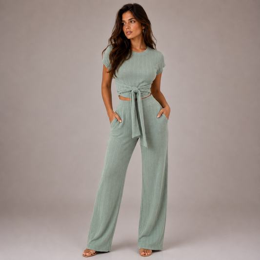 June – Conjunto de Dos Piezas Wide Leg con Cintura Ajustable