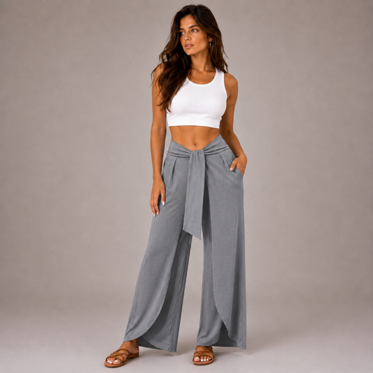 Noa – Pantalón Wide Leg con Nudo y Abertura