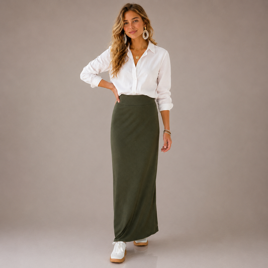 Clarise – Falda Maxi de Punto Premium