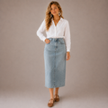 Sandra – Falda Midi Denim Clásica