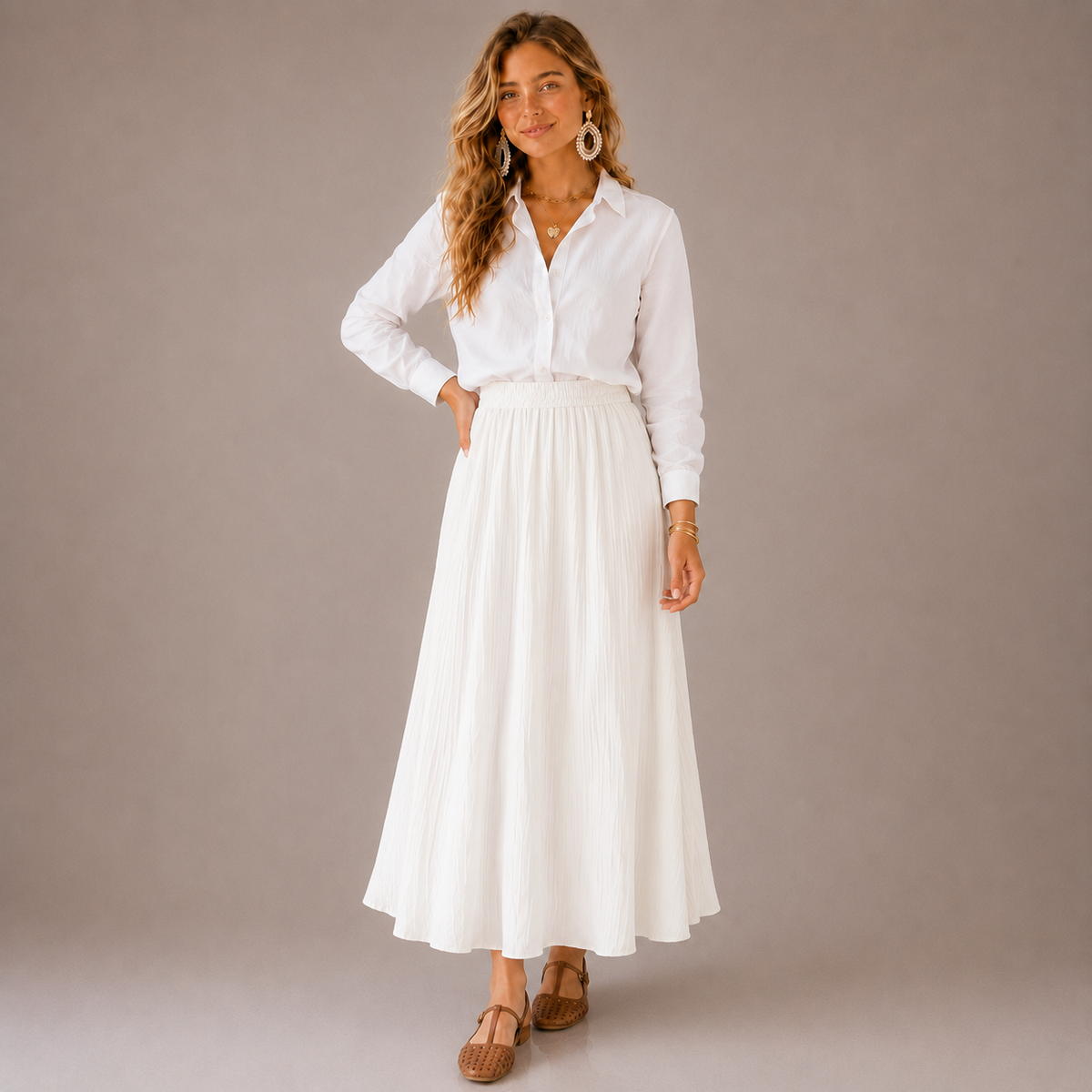 Valeria – Falda Maxi Fluida Estilo Bubble