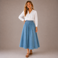 Falda Maxi Denim Corte A Lavado Medio