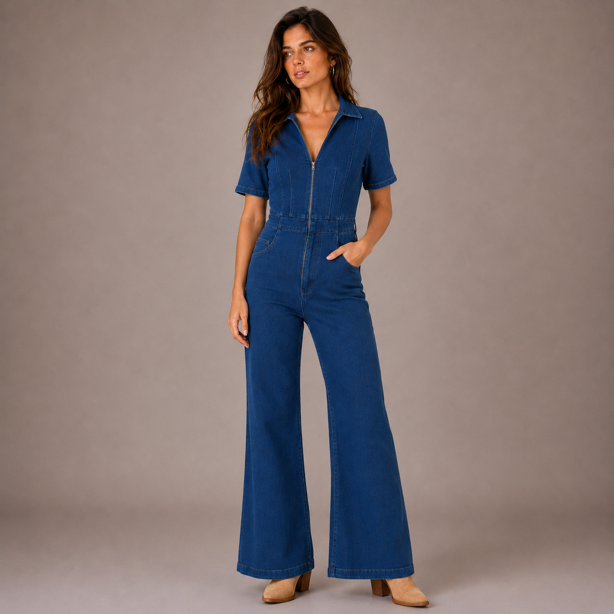 Daniela - Vestido Denim Índigo Elegante