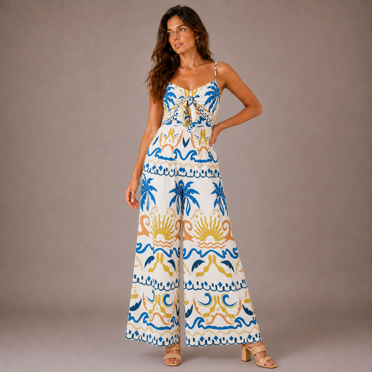 Carla - Mono Estampado Verano Azul Marfil
