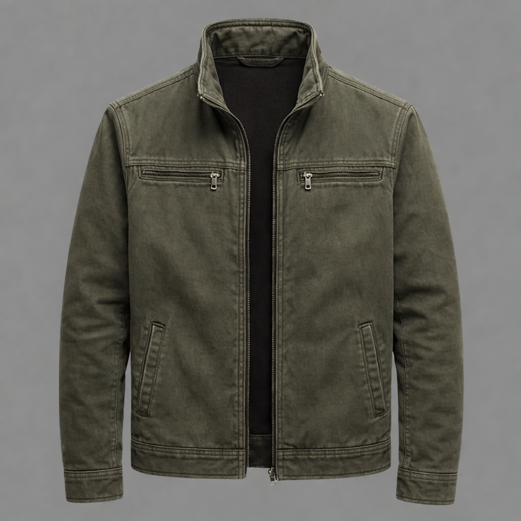 Carlos - Chaqueta vintage de algodón con cremallera
