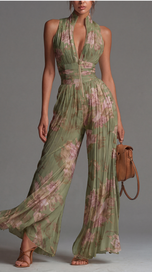 Zineb | Mono floral plisado
