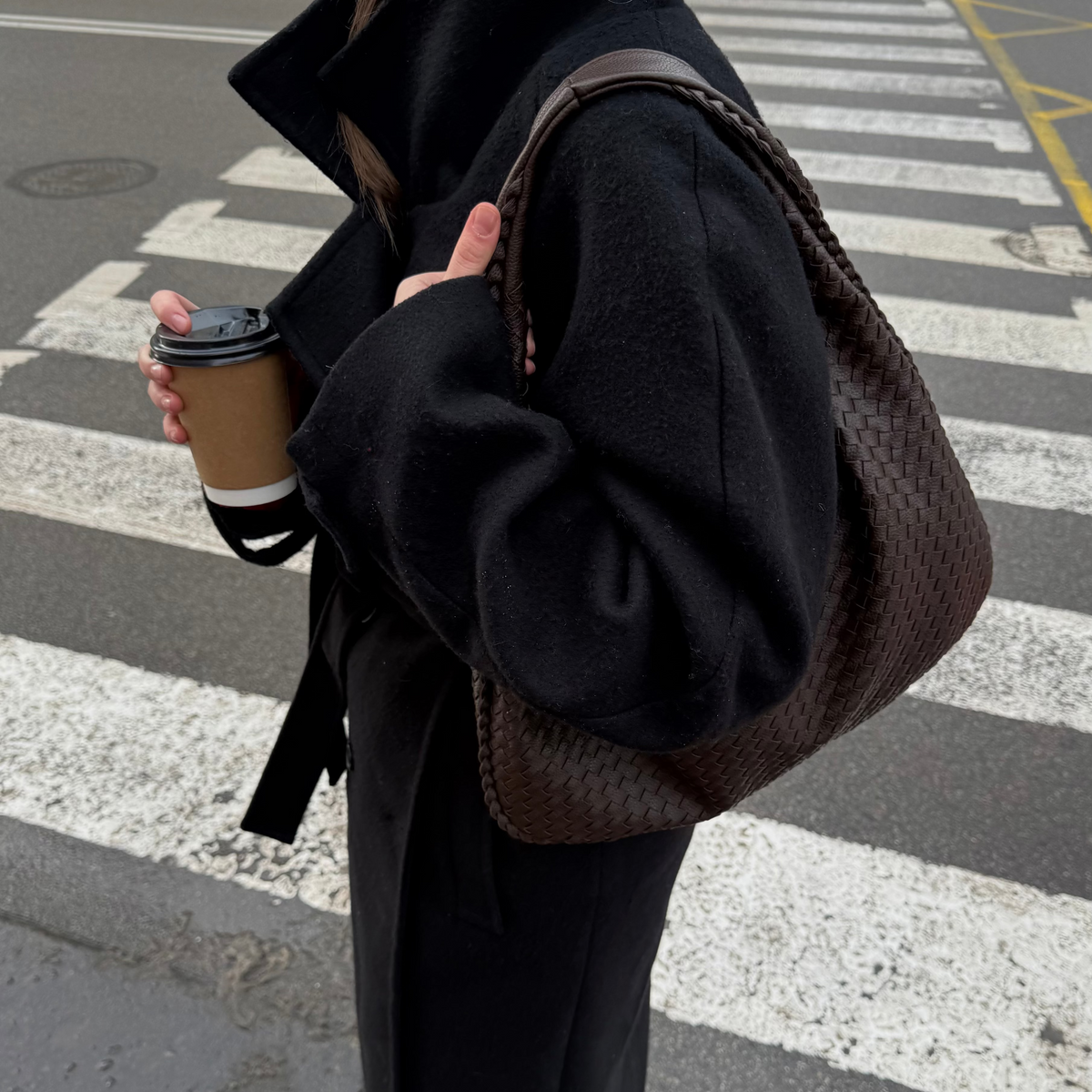 Oversize Trenzado | Bolso de hombro café
