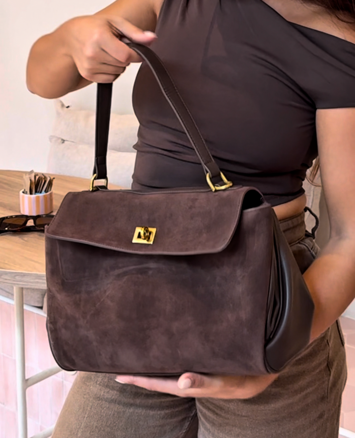 Ciara Piel | Bolso de piel auténtica café