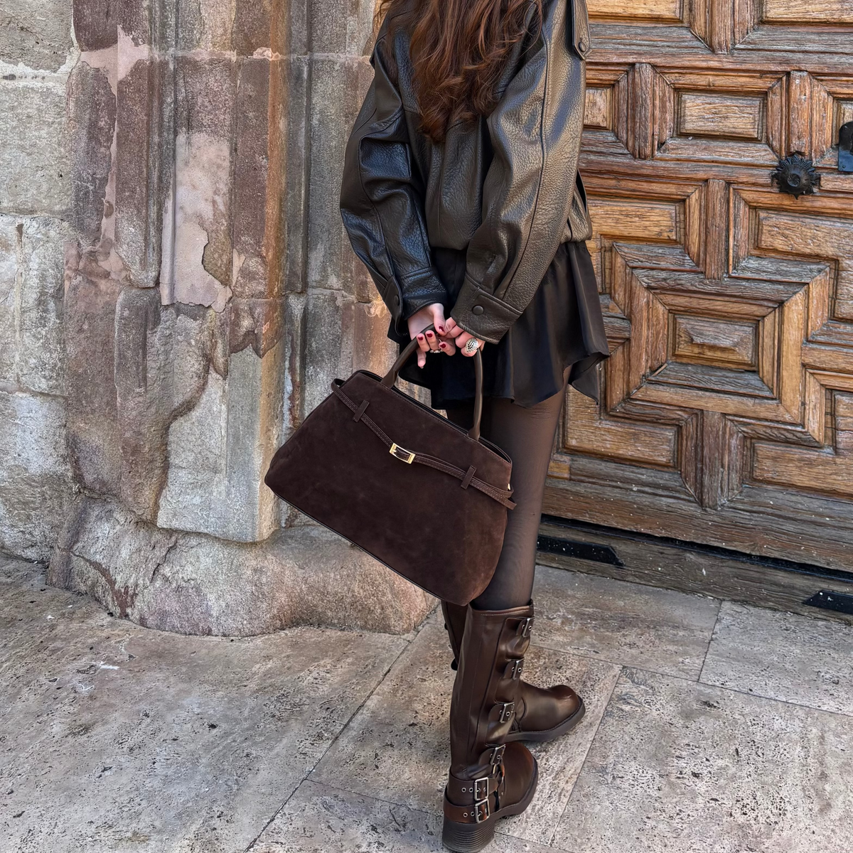 Lara | Bolso de mano de ante café